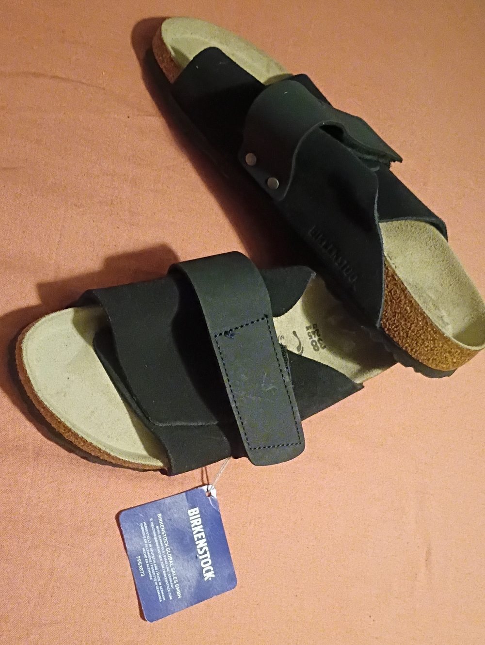 Birkenstock Men's Black Two-Strap Suede Slide Sandals